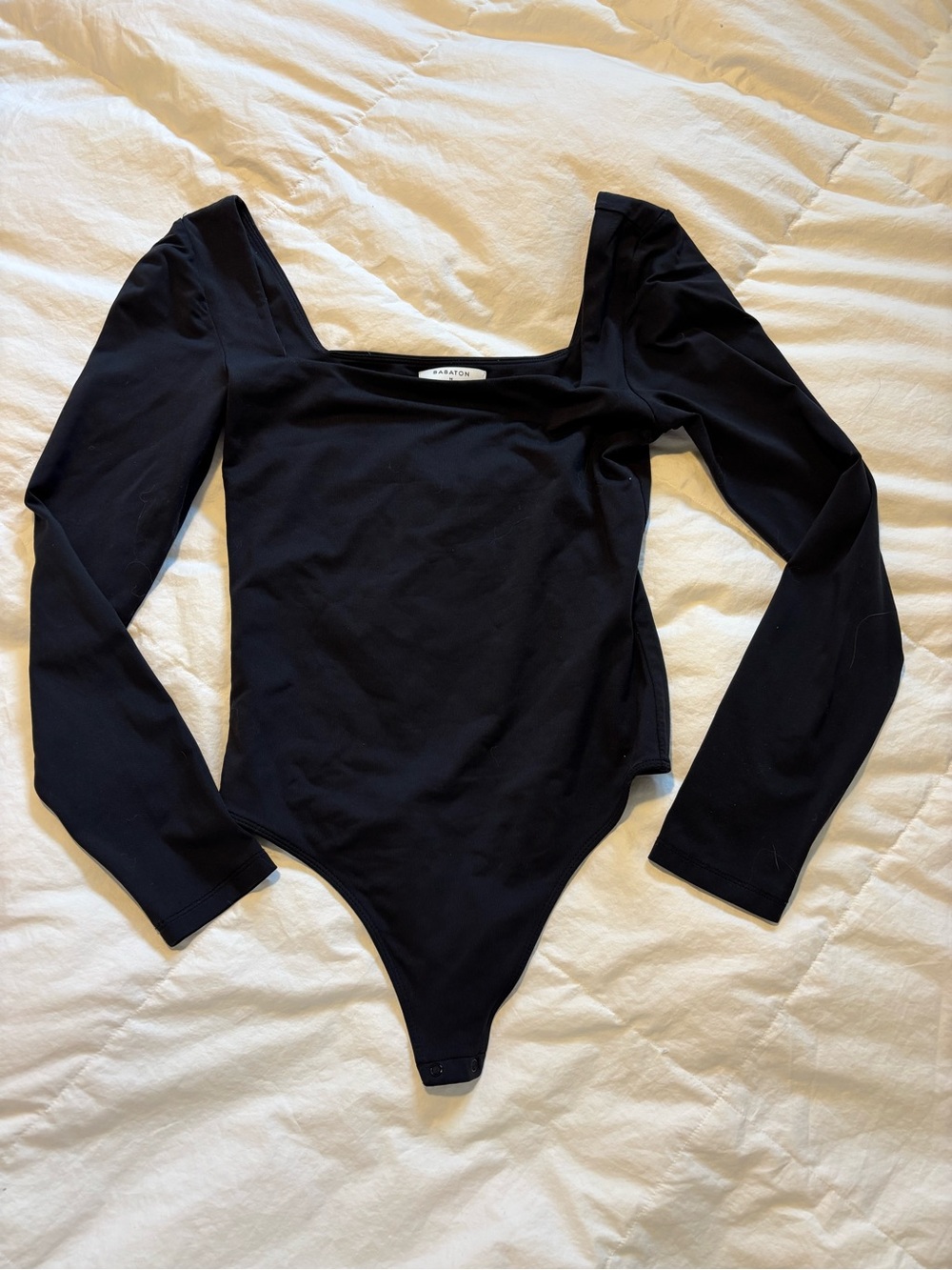 Aritzia Black Long Sleeve Square Neck Bodysuit